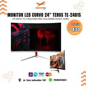 monitor led curvo 24" teros te 2401s