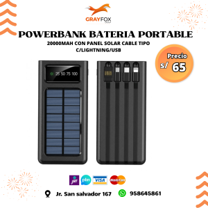 powerbank bateria portable con panel solar