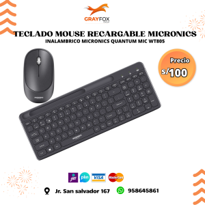 teclado mouse kit inalambrico recargable micronics